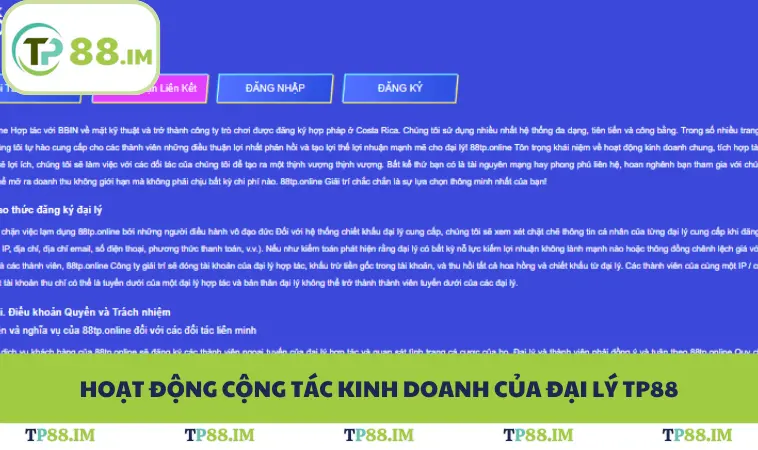 Hoạt động cộng tác kinh doanh của đại lý TP88